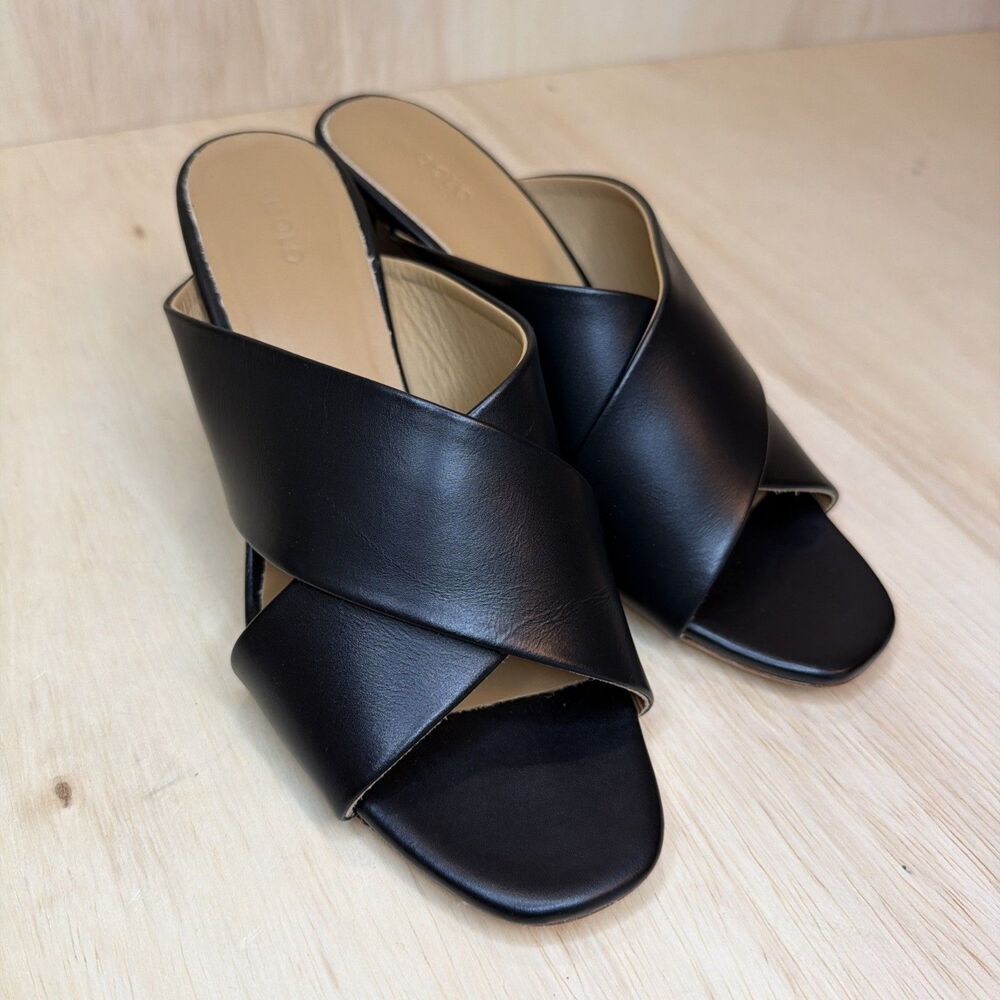 Nisolo Carina Cross Strap Black Mule Sandal Women’s Sz 9